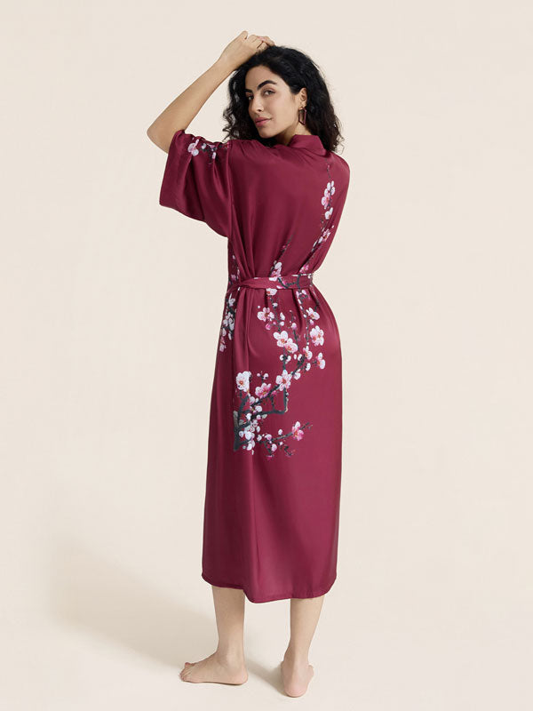 Floral Printed Long Kimono Robe