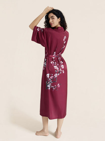 Floral Printed Long Kimono Robe