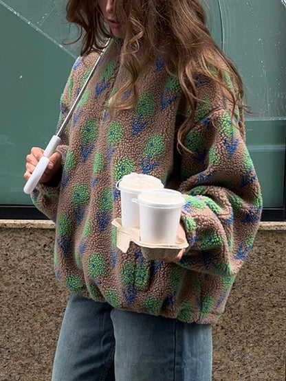 Fleece Jacquard Half Zip Sweatshirt