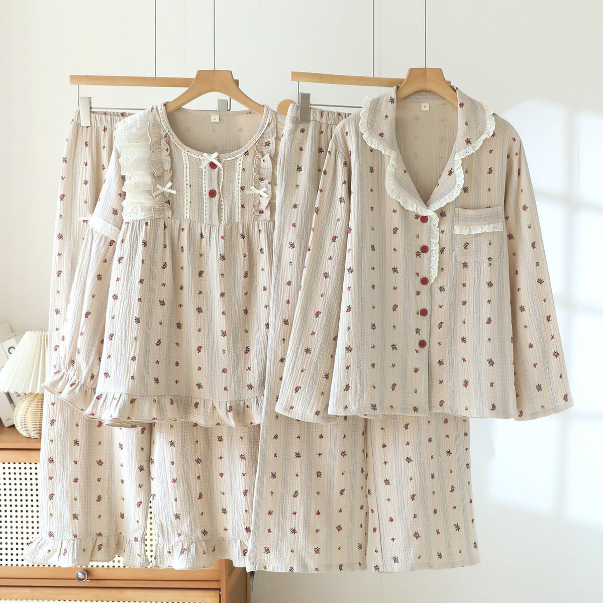 Vintage Floral Long Sleeve Pajama Set