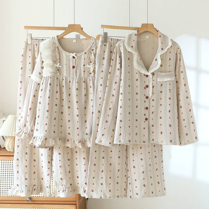 Vintage Floral Long Sleeve Pajama Set