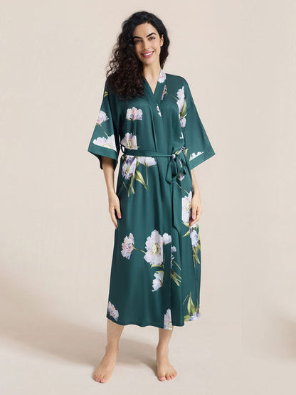 Floral Printed Long Kimono Robe