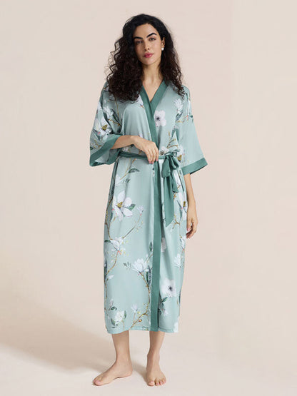 Floral Printed Long Kimono Robe