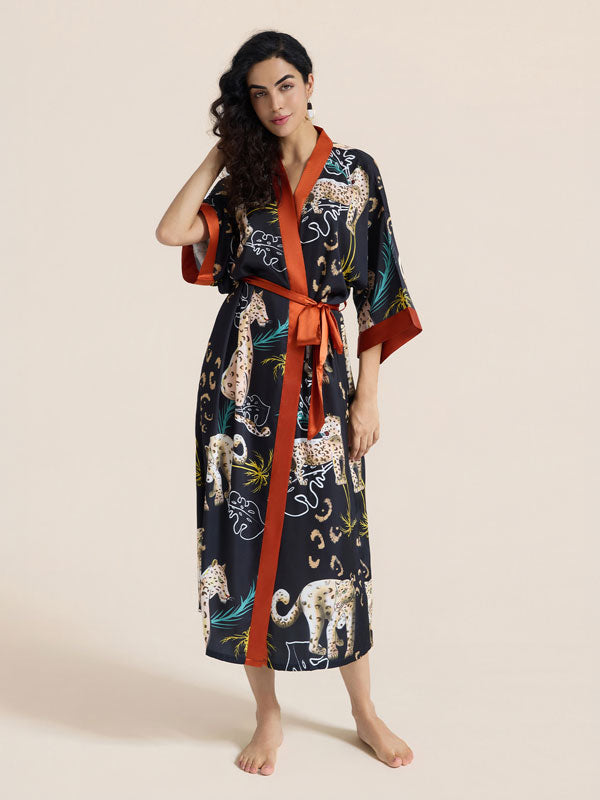 Floral Printed Long Kimono Robe
