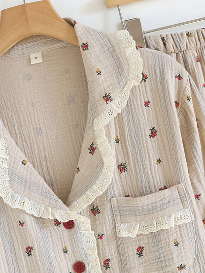 Vintage Floral Long Sleeve Pajama Set