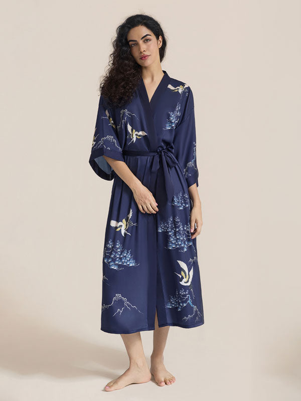 Floral Printed Long Kimono Robe