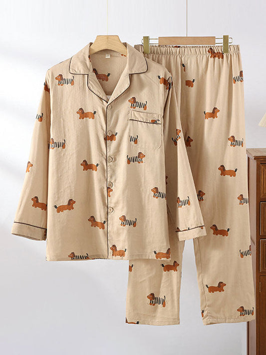 Cotton Dachshund Couple Pajama Set