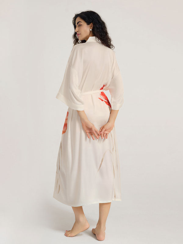Floral Printed Long Kimono Robe