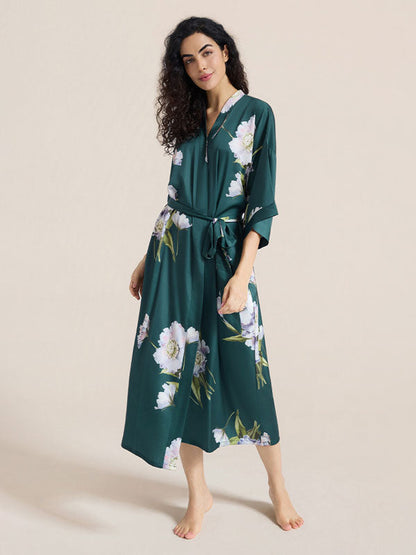 Floral Printed Long Kimono Robe