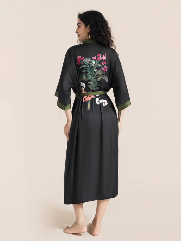 Floral Printed Long Kimono Robe