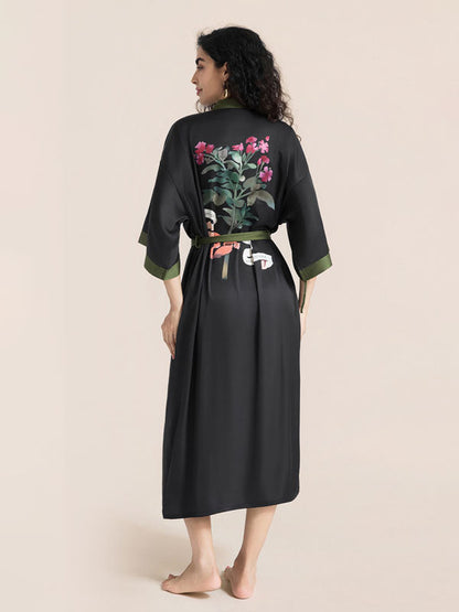 Floral Printed Long Kimono Robe