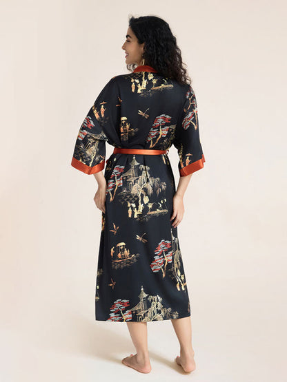 Floral Printed Long Kimono Robe