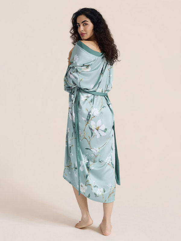 Floral Printed Long Kimono Robe