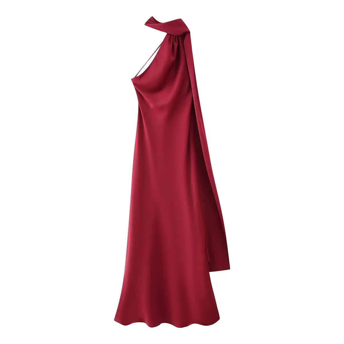Satin Halter Maxi Backless Dress