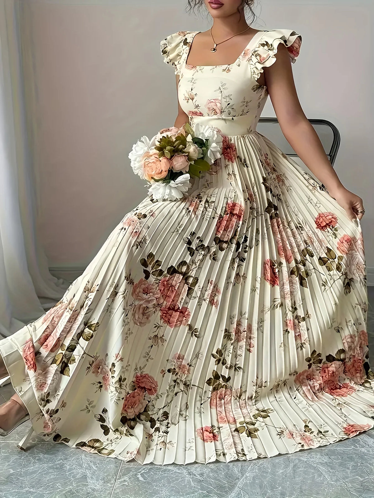 Floral Ruffle Midi Dress