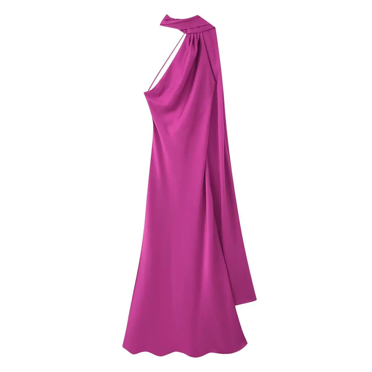Satin Halter Maxi Backless Dress