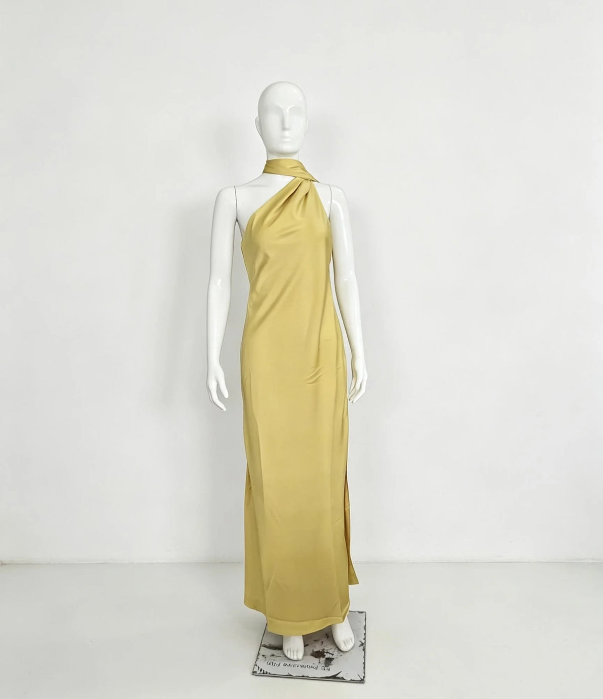 Satin Halter Maxi Backless Dress
