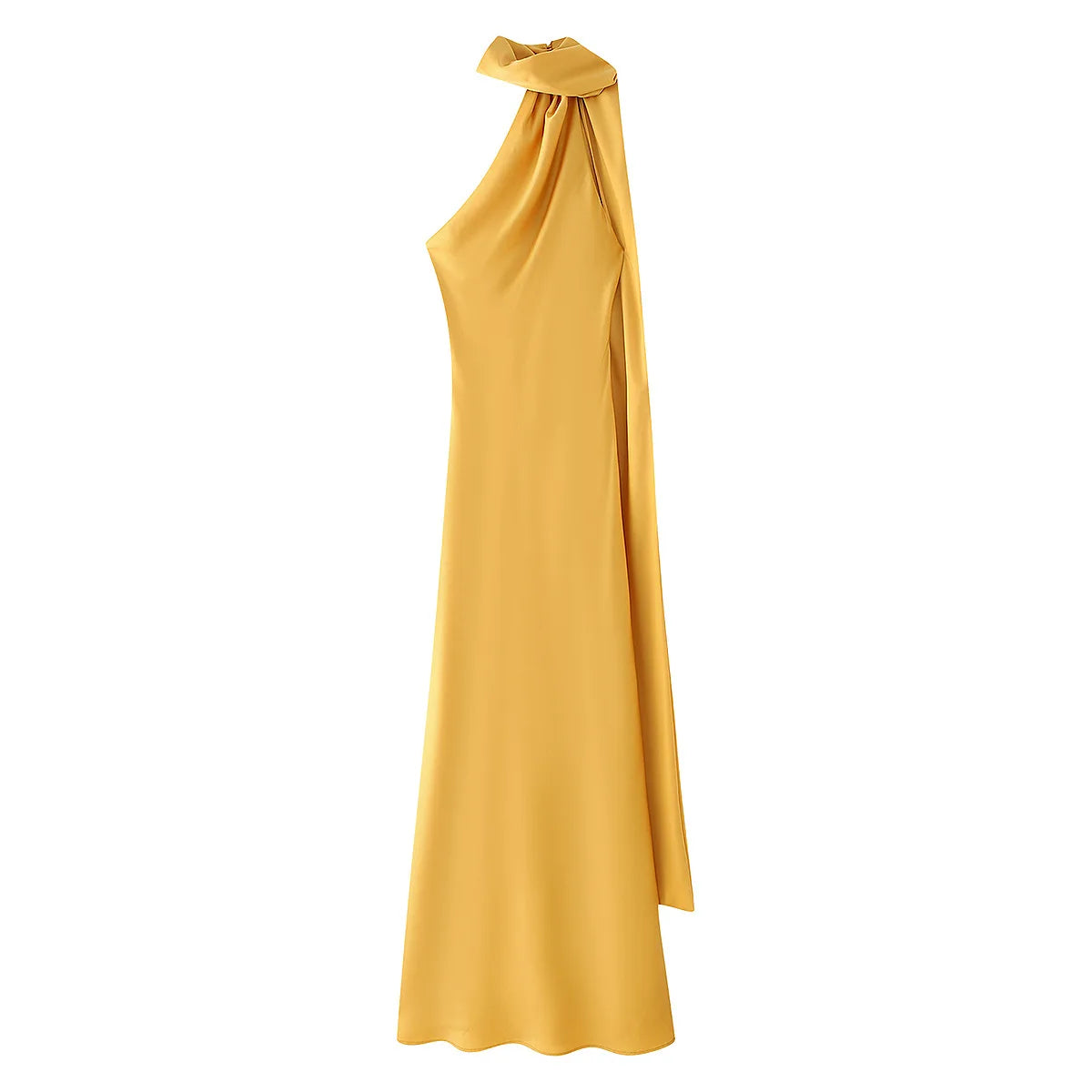 Satin Halter Maxi Backless Dress