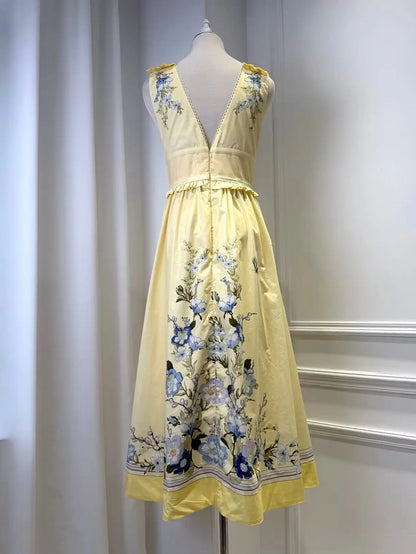 Floral V-Neck Midi Dress