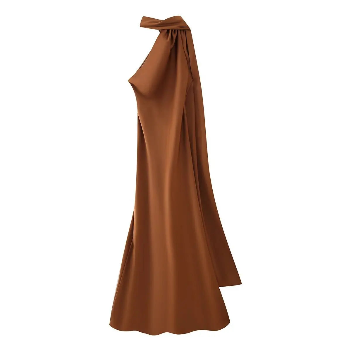 Satin Halter Maxi Backless Dress