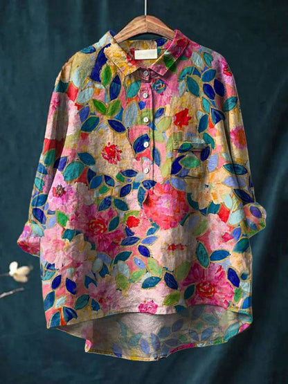 Lina | Vibrant Floral Embroidery Top
