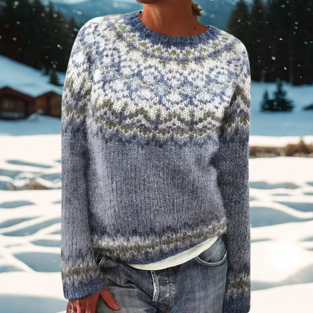 Genevieve – Cozy Sweater Featuring Classic Woven Shoulder Design
