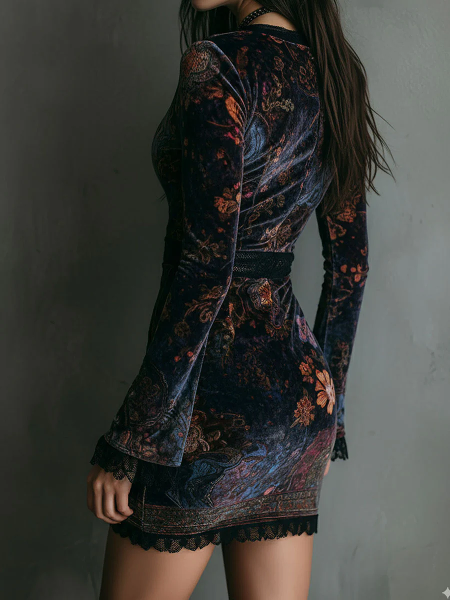 Floral V-Neck Mini Dress