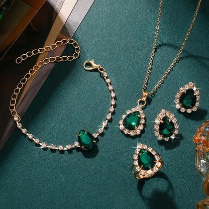 Elisandre Emerald Jewellery Set | Gold