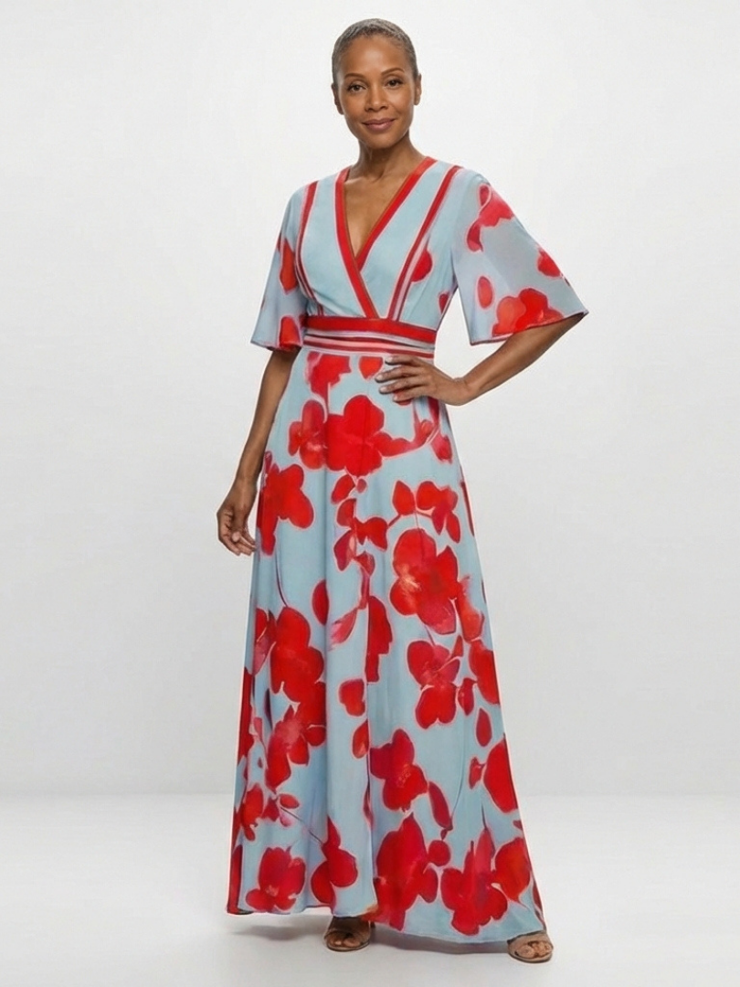 Stella | Floral V-Neck Maxi Dress