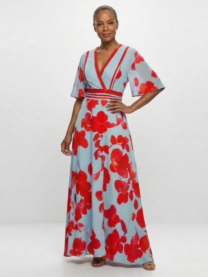 Stella | Floral V-Neck Maxi Dress