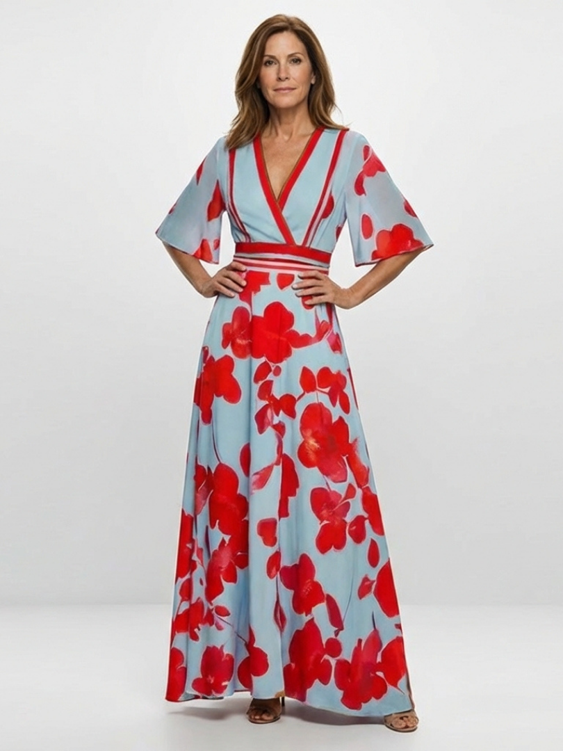 Stella | Floral V-Neck Maxi Dress