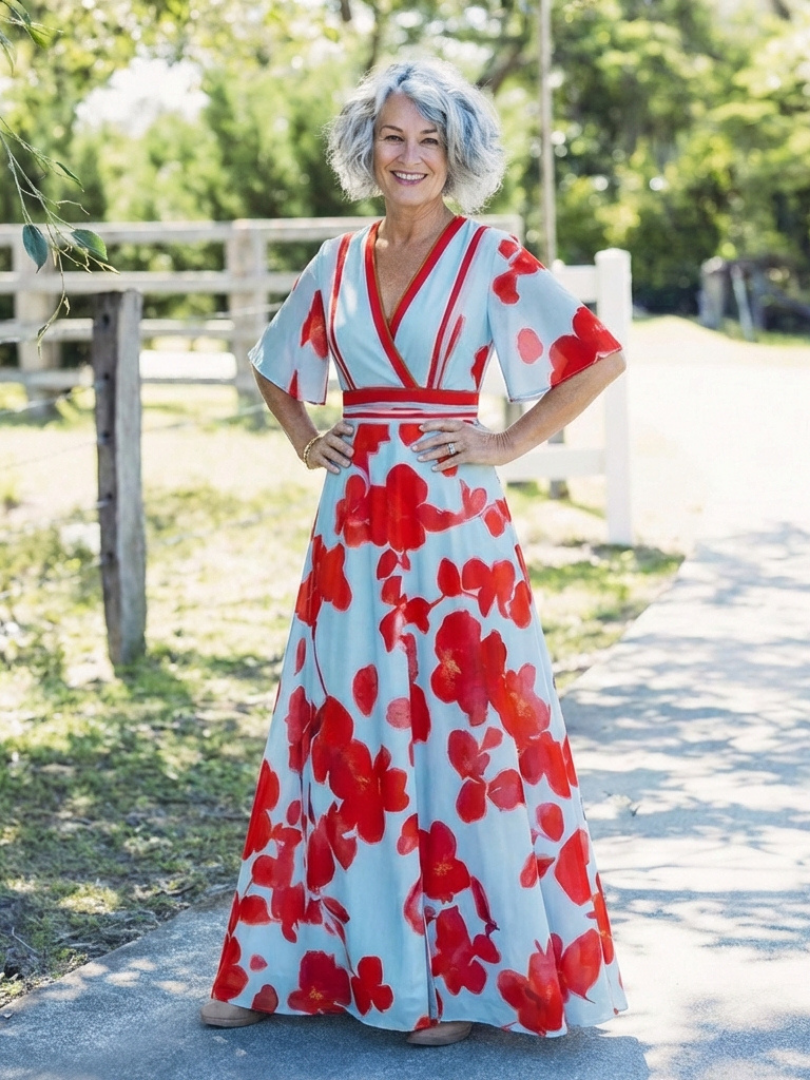 Stella | Floral V-Neck Maxi Dress