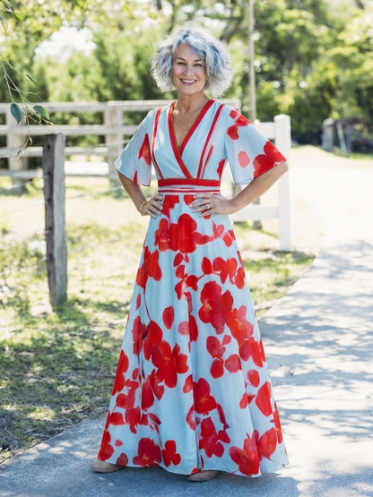 Stella | Floral V-Neck Maxi Dress