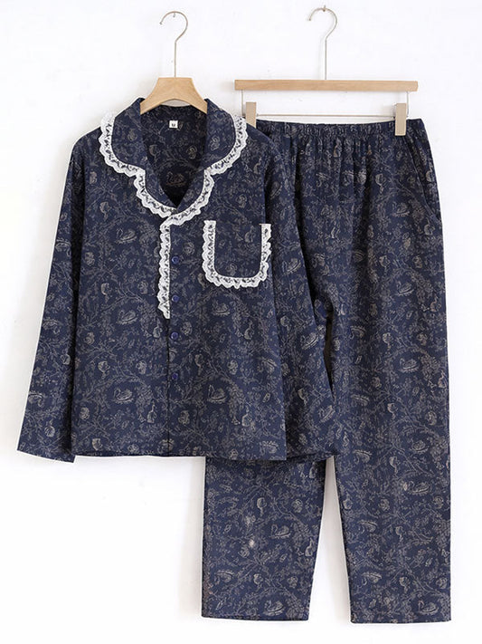 Blue Dream Cotton Lace Pajamas Set