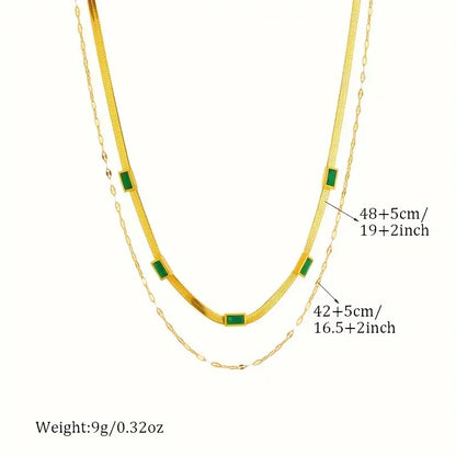 Sorel Gem Double-Layer Retro Necklace | Gold