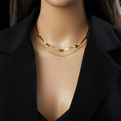 Sorel Gem Double-Layer Retro Necklace | Gold