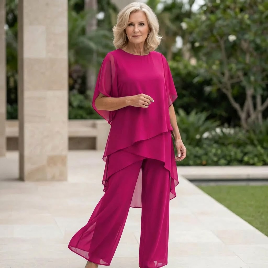 Draped Palazzo Pants Suit