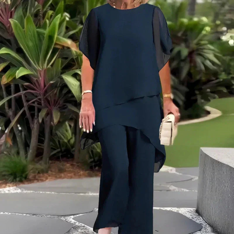 Draped Palazzo Pants Suit