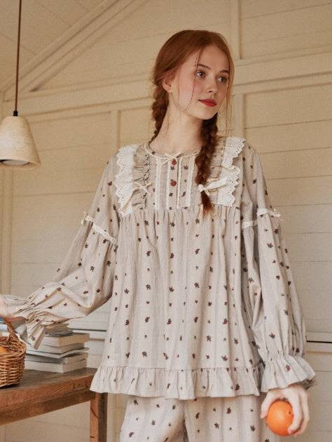 Vintage Floral Long Sleeve Pajama Set