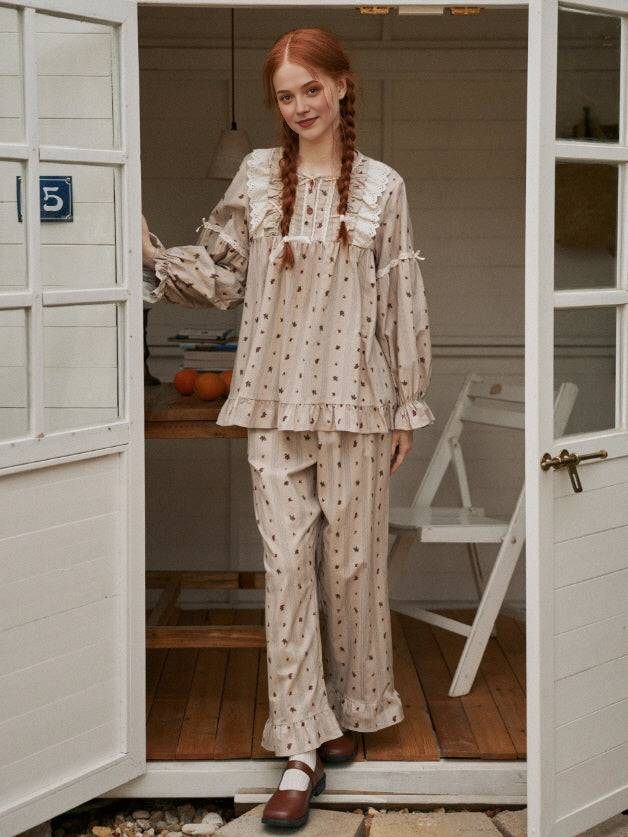 Vintage Floral Long Sleeve Pajama Set