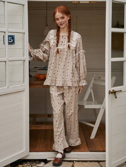 Vintage Floral Long Sleeve Pajama Set