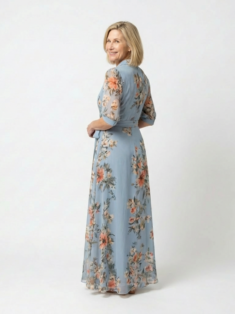 Elowen | Floral V-Neck Wrap Maxi Dress