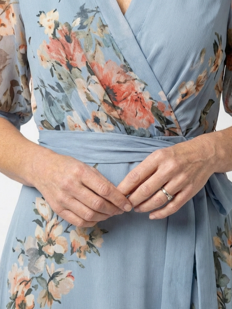 Elowen | Floral V-Neck Wrap Maxi Dress