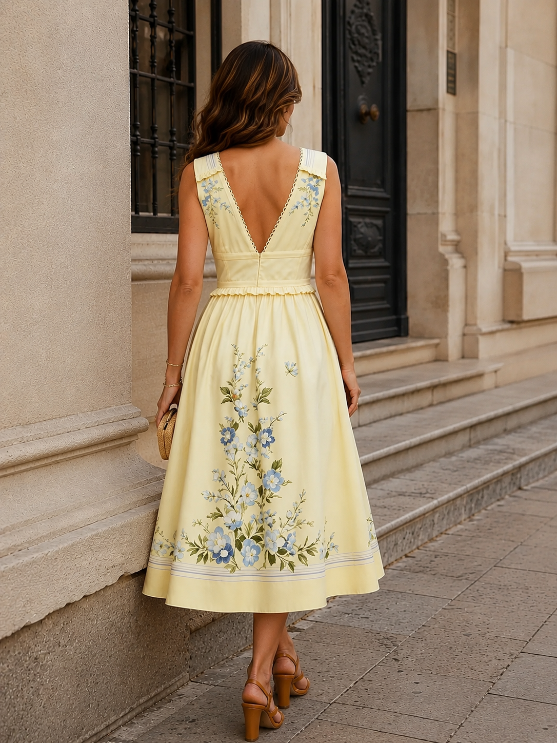 Floral V-Neck Midi Dress